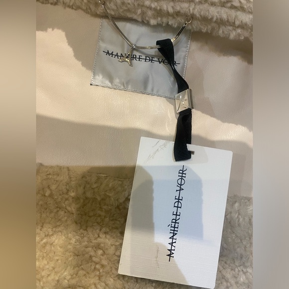 ANGULAR HEM VEGAN LEATHER BORG BIKER JACKET - Picture 8 of 16